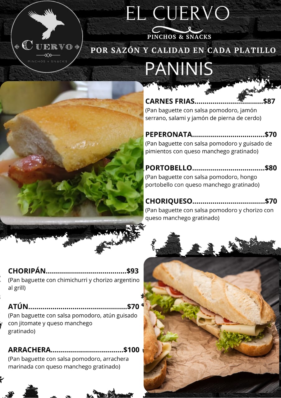 Carta de Cuervo Pinchos & Snacks  en Morelia , Michoacán  — página 5